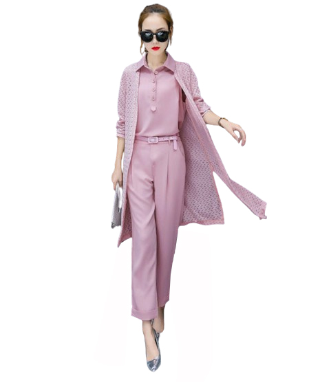 Damska komplet bluzka+spodnie+sweterek