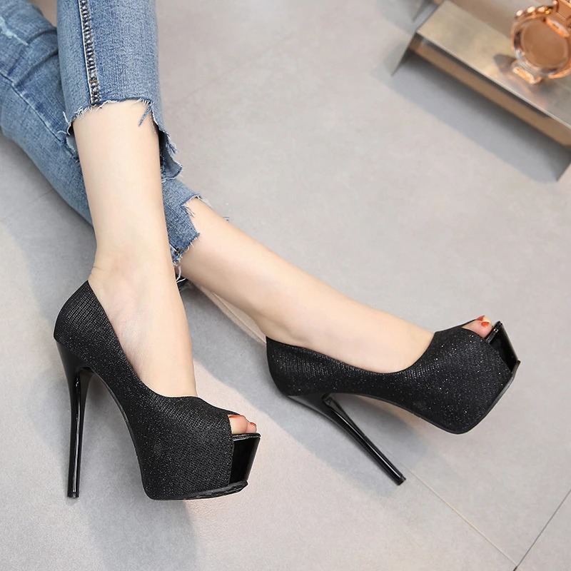 Damskie szpilki na platformie bez palca - obrazek 4