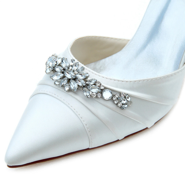 Damskie satynowe czółenka ślubne - obrazek 2