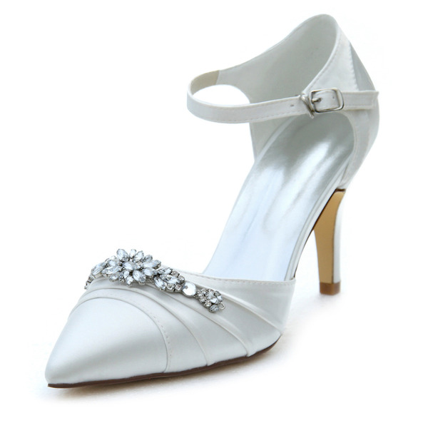 Damskie satynowe czółenka ślubne