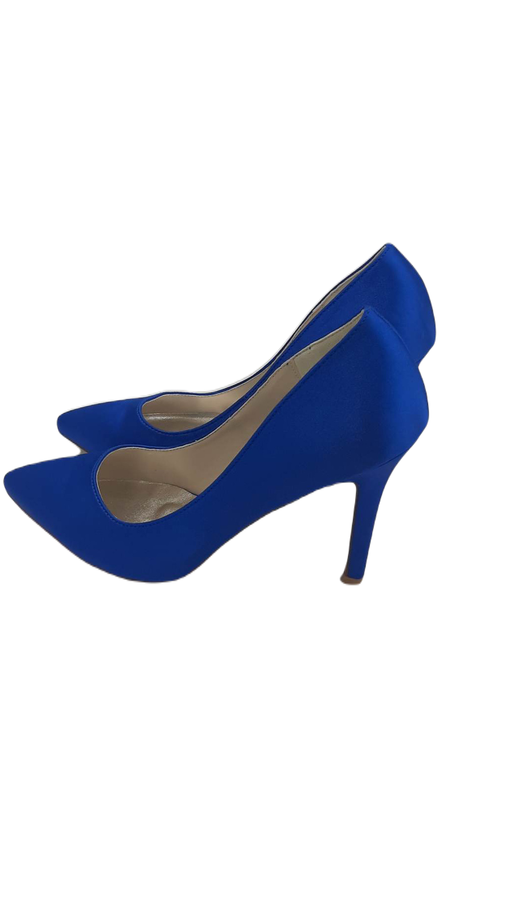 Damskie czółenka niebieska satyna roz. 38