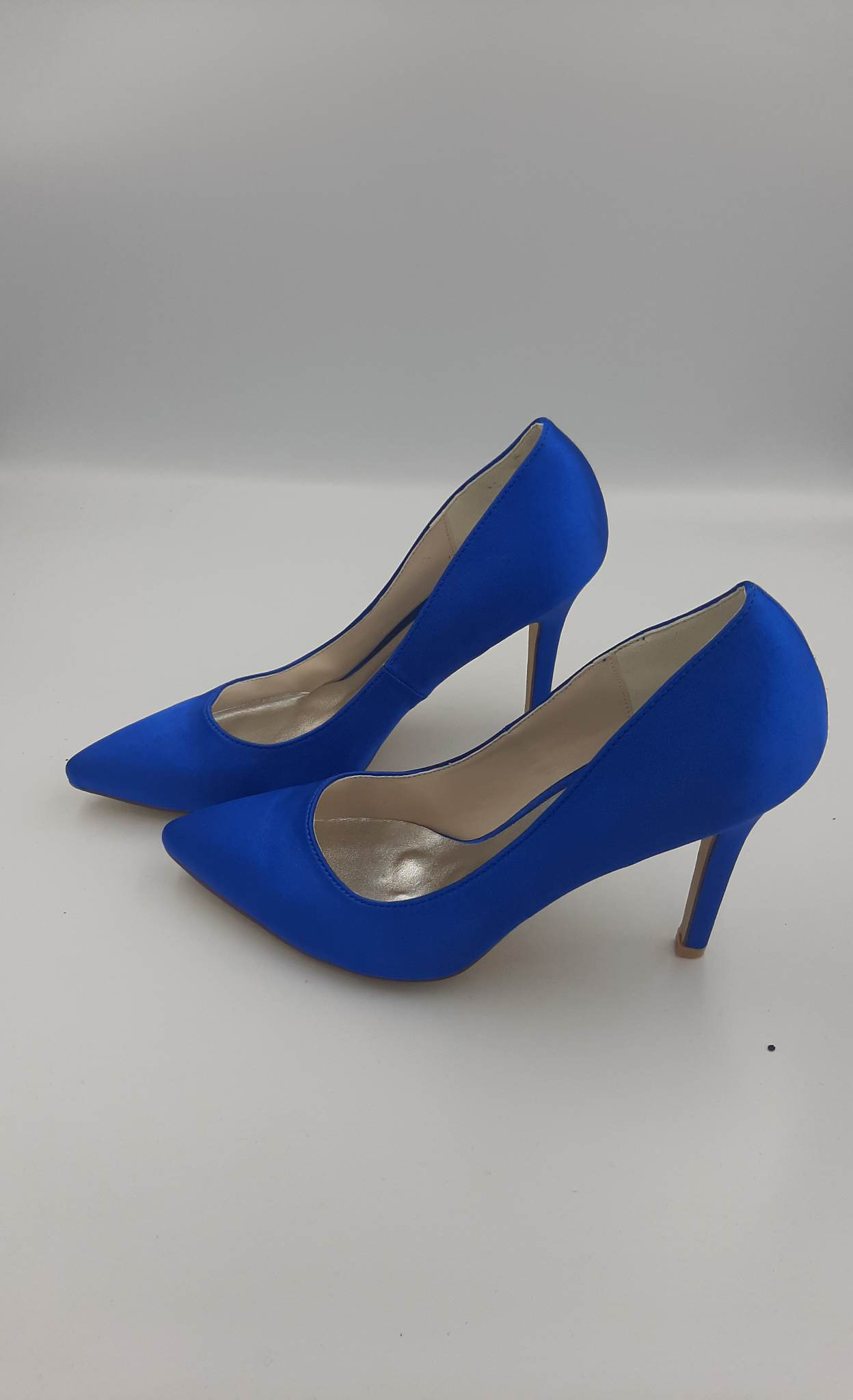 Damskie czółenka niebieska satyna roz. 38 - obrazek 3