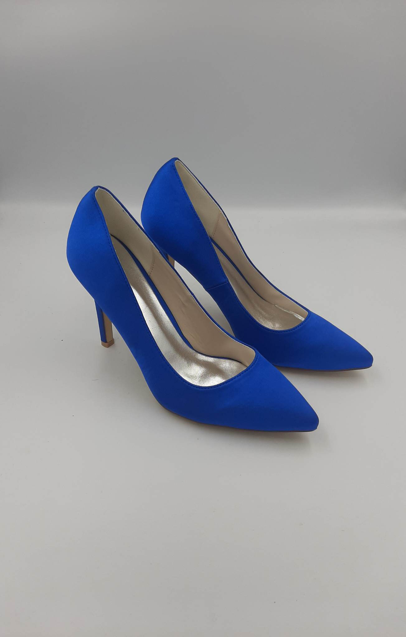 Damskie czółenka niebieska satyna roz. 38 - obrazek 4