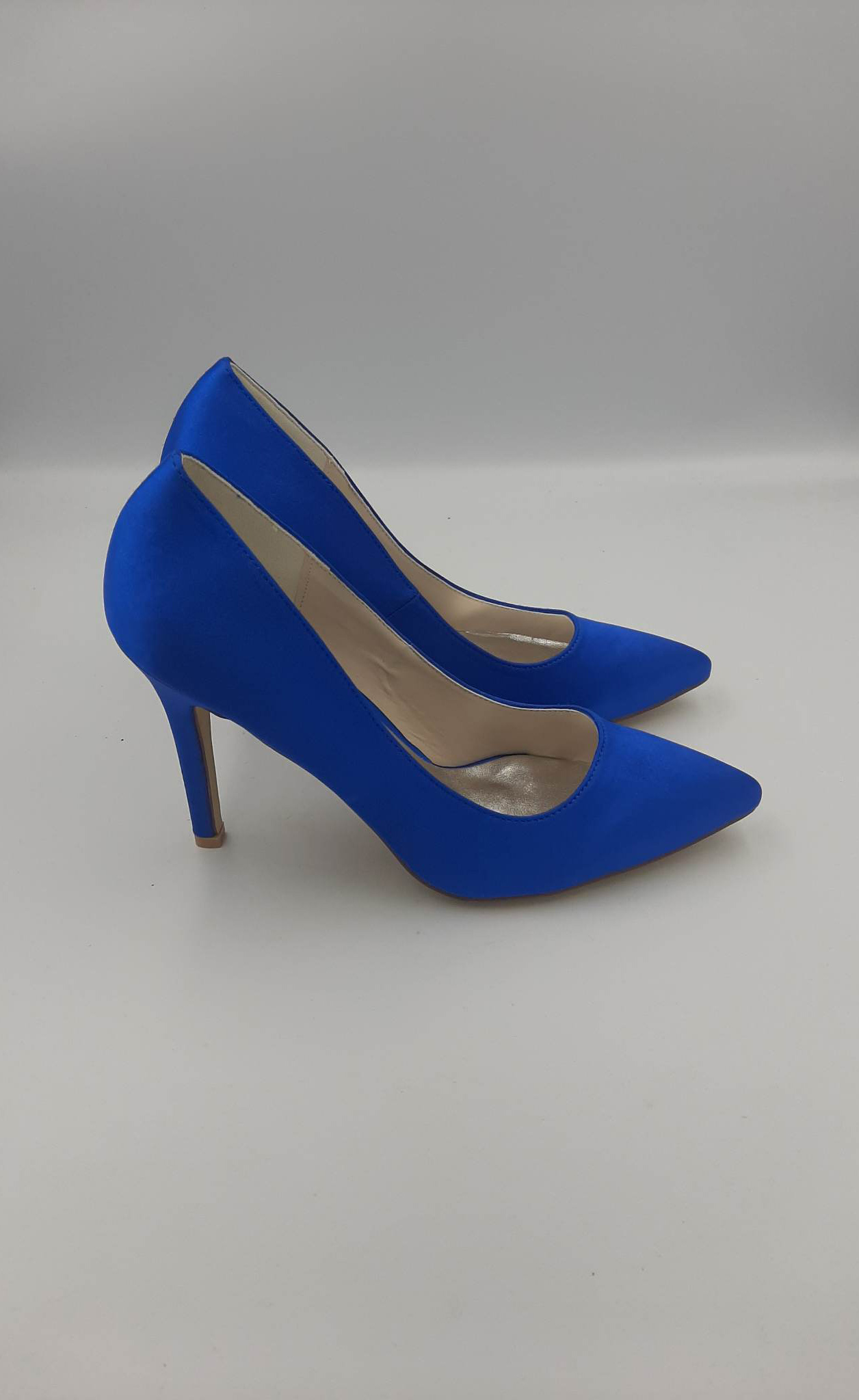 Damskie czółenka niebieska satyna roz. 38 - obrazek 5