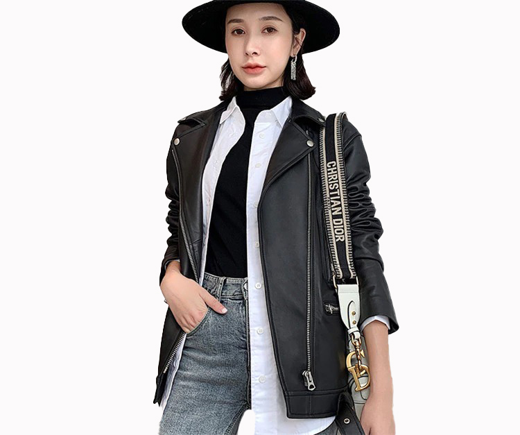 Damska kurtka motocyklowa skóra ekologiczna