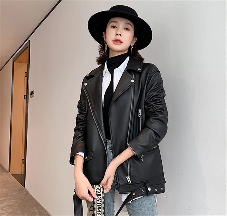 Damska kurtka motocyklowa skóra ekologiczna - obrazek 3