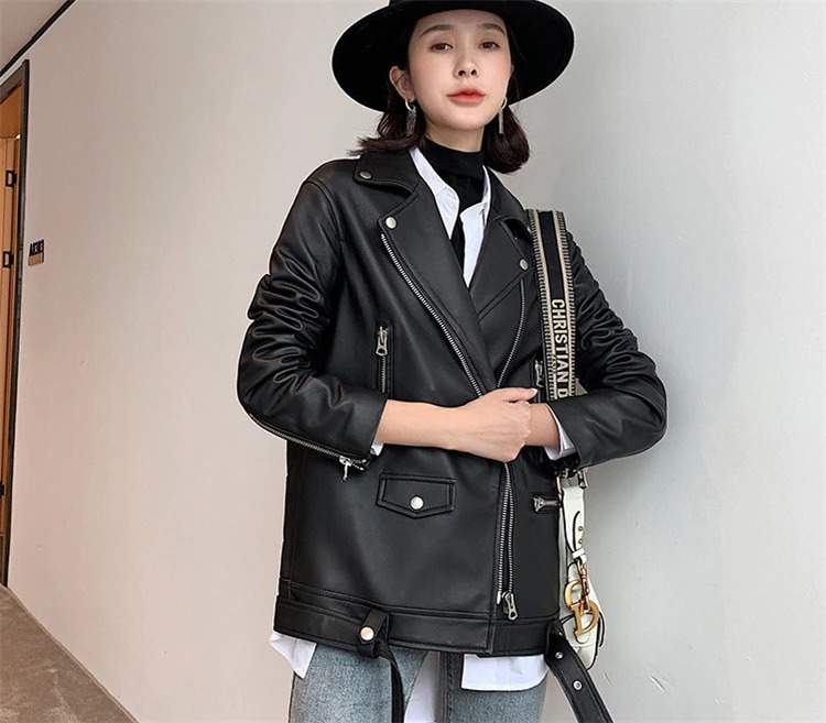 Damska kurtka motocyklowa skóra ekologiczna - obrazek 2