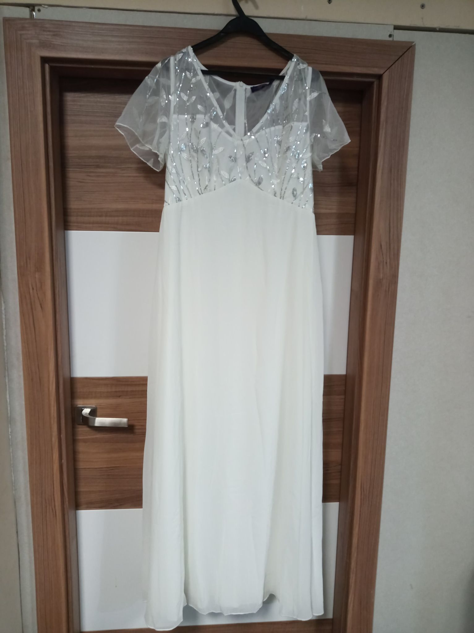 Damska maxi suknia z krótkim rękawem BIAŁA !! - obrazek 3