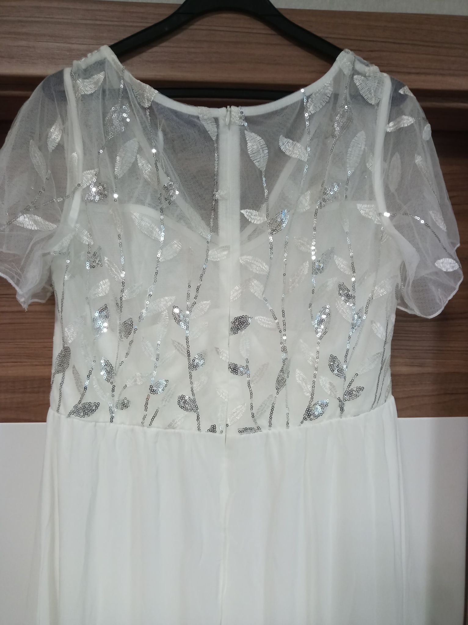 Damska maxi suknia z krótkim rękawem BIAŁA !! - obrazek 5