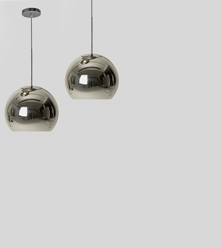 Nowoczesna lampa wisząca lustrzana kula 2 sztuki - obrazek 2