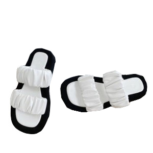 Damskie plisowane klapki białe roz. 39