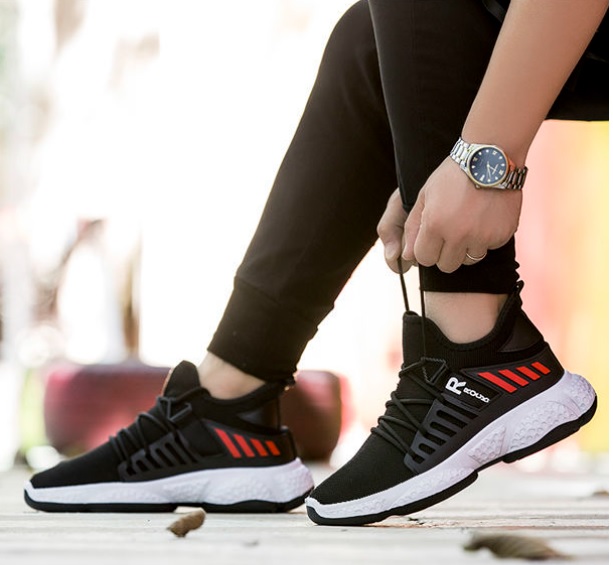 Męskie adidasy oddychające w kolorze czarnym - obrazek 2