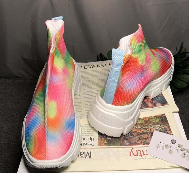 Damskie wielokolorowe sneakersy na platformie - obrazek 3