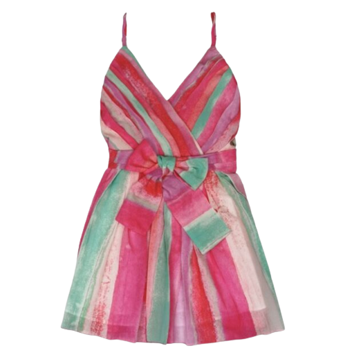 Damska wielokolorowa sukienka z wiązaniem