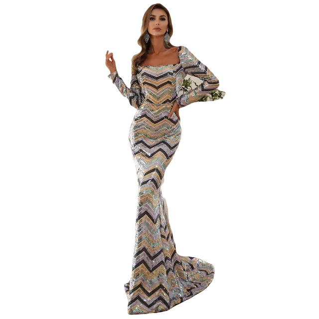 Geometryczna suknia syrenka z cekinami