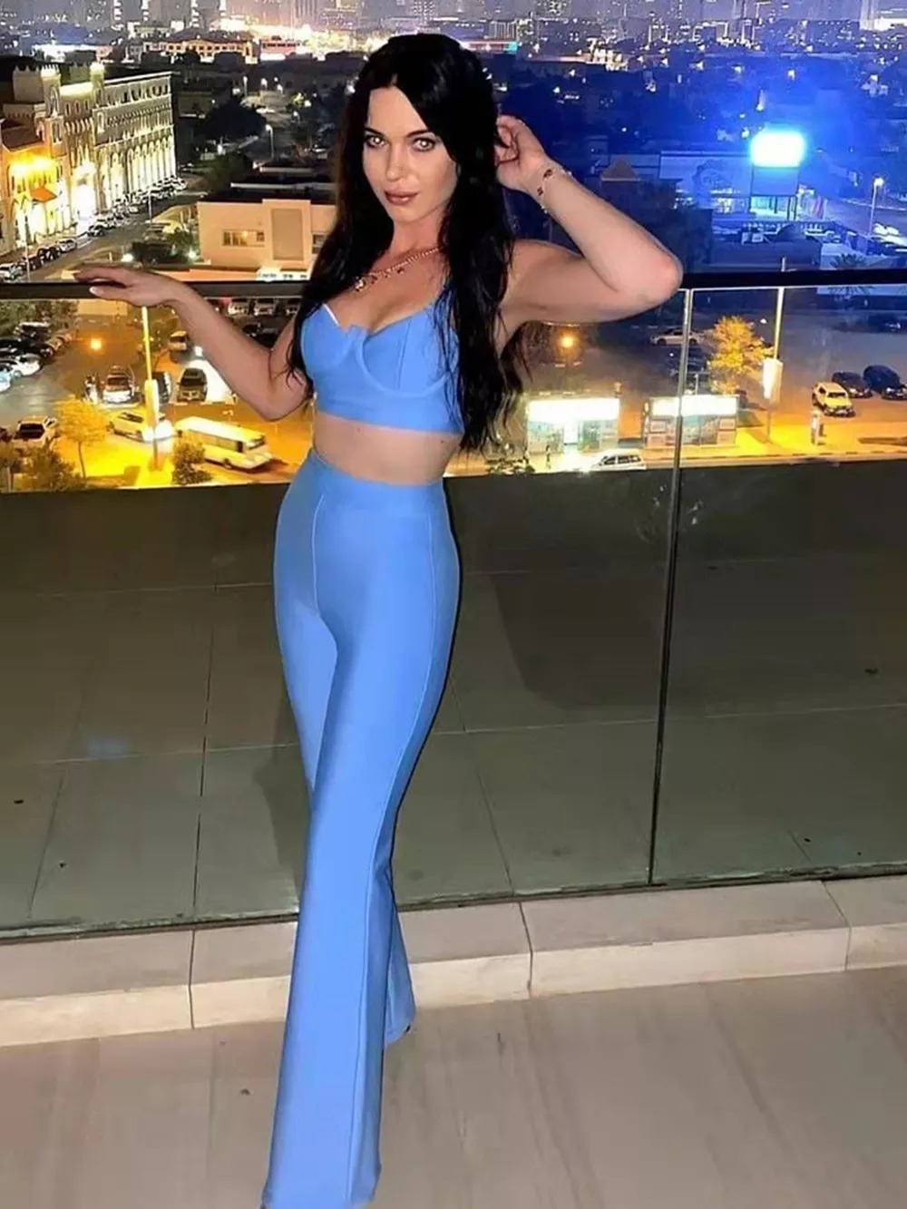 Damski seksowny komplet w kolorze niebieskim - obrazek 3