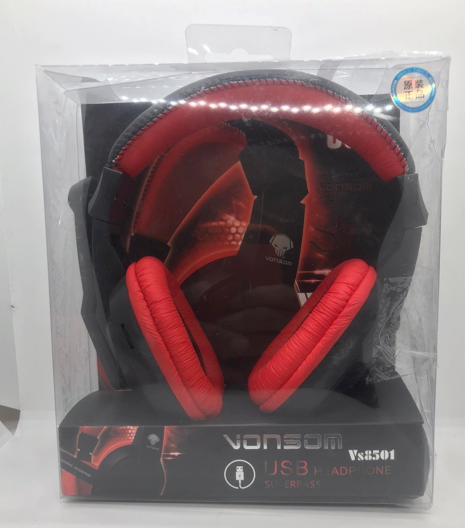 Słuchawki Vonsom VS8501 USB 2,0 Czarno- Czerwone - obrazek 3