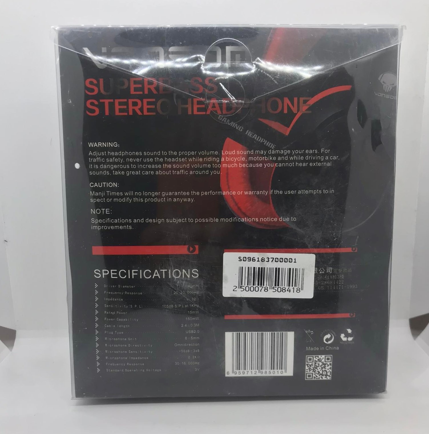 Słuchawki Vonsom VS8501 USB 2,0 Czarno- Czerwone - obrazek 4