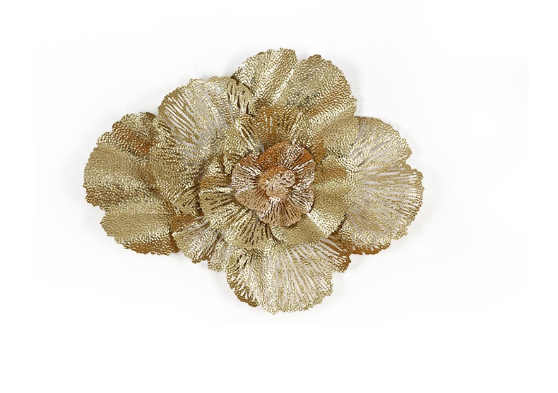 Trójwymiarowa dekoracja ścienna kwiaty złota - obrazek 3
