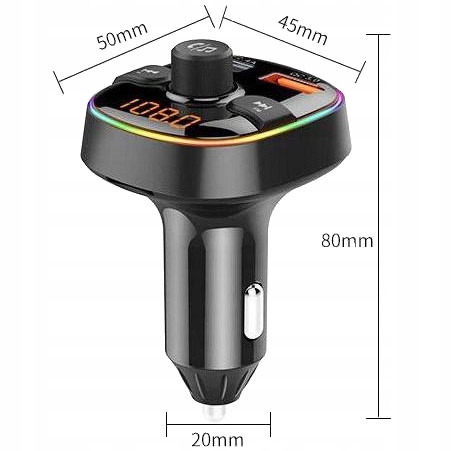 Transmiter FM Bluetooth głośnomówiący 2xUSB QC3.0 - obrazek 3