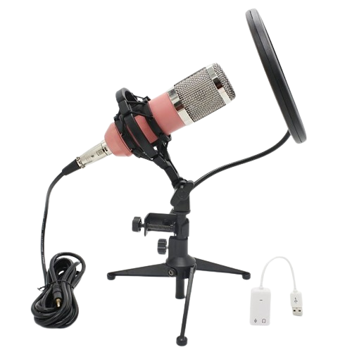Mikrofon kondensatorowy PC Zestaw Statyw POP filtr CZARNY