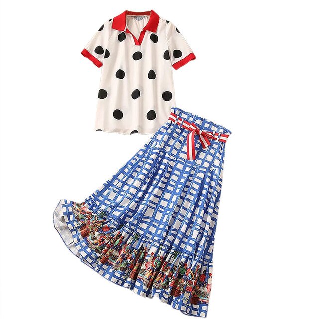 Damski wzorzysty komplet w stylu Retro - obrazek 2