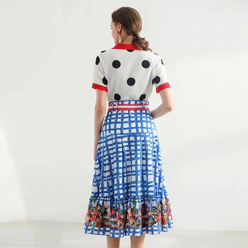 Damski wzorzysty komplet w stylu Retro - obrazek 4