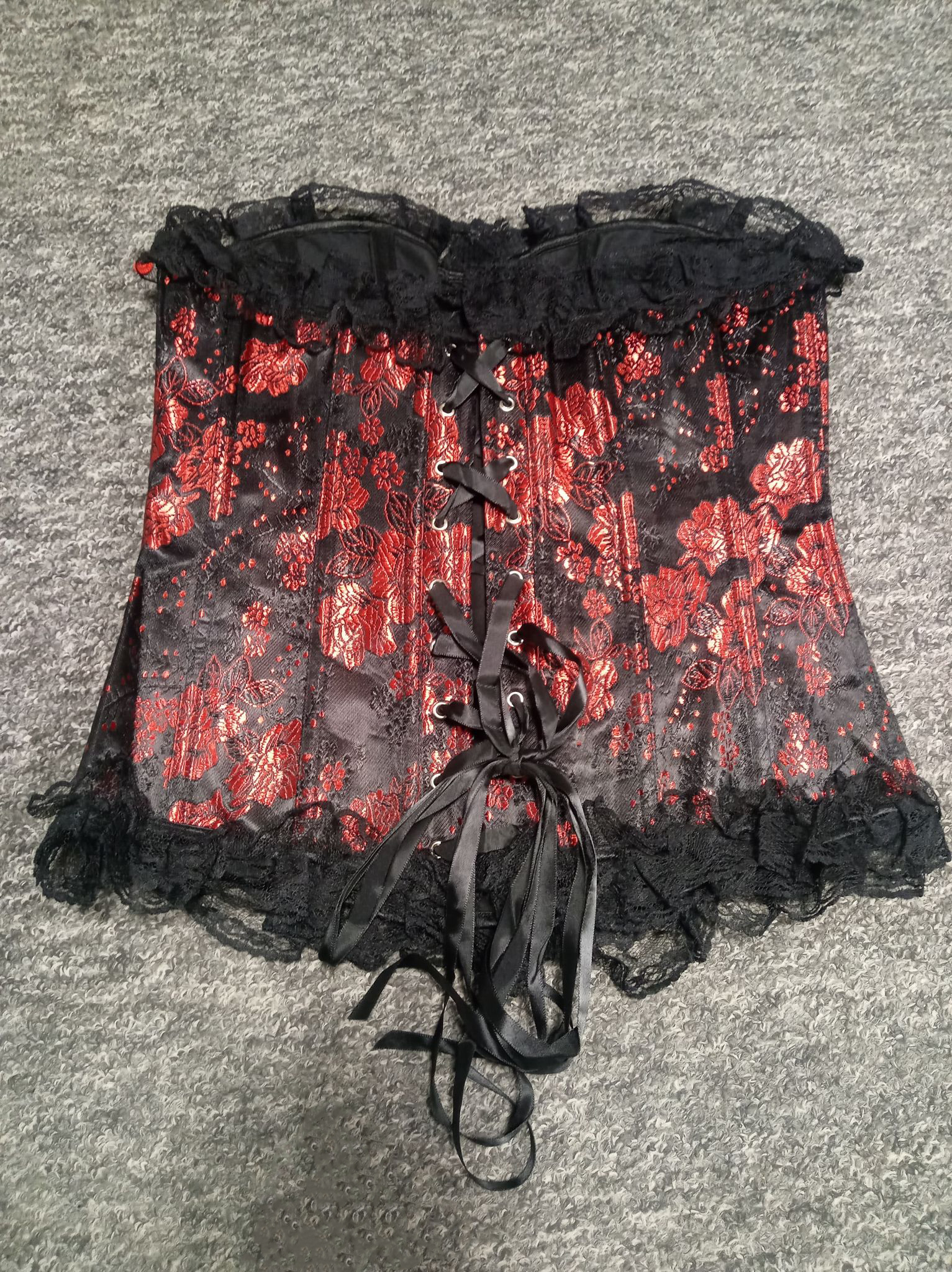 Damski wzorzysty gorset z kwiatami - obrazek 2