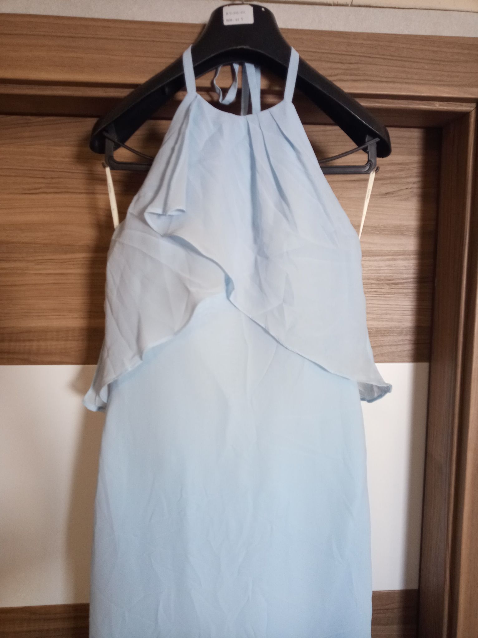 Szyfonowa maxi suknia z falbanką dla druhny Błękitna ! - obrazek 3