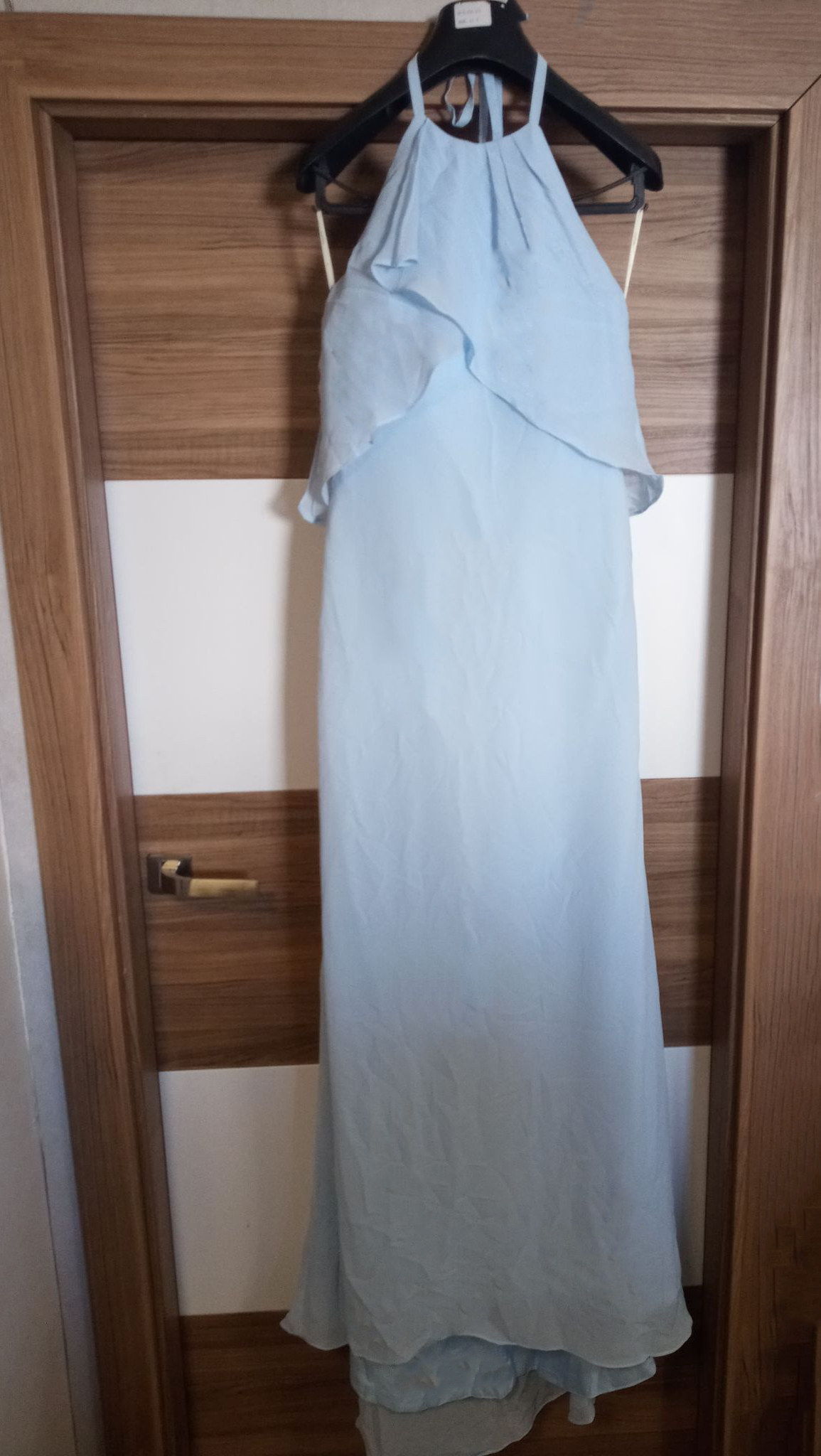 Szyfonowa maxi suknia z falbanką dla druhny Błękitna ! - obrazek 2