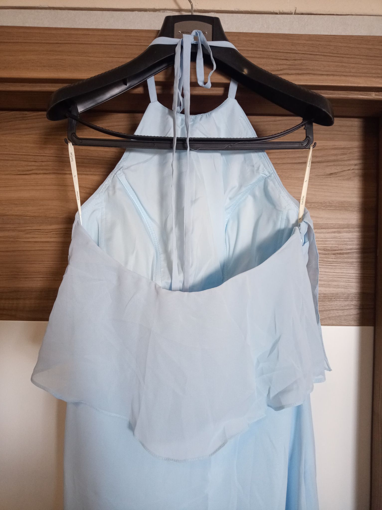 Szyfonowa maxi suknia z falbanką dla druhny Błękitna ! - obrazek 5