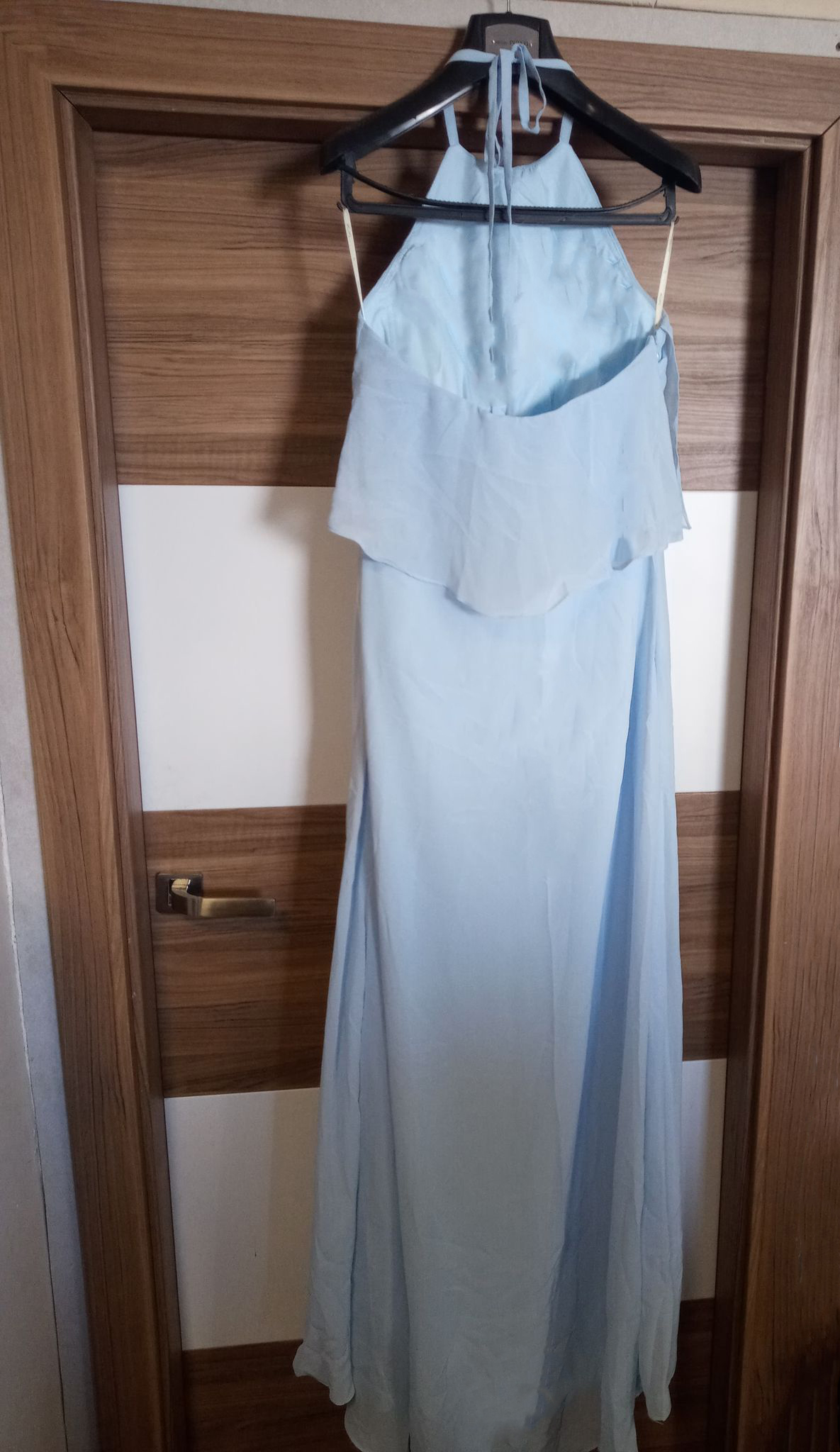 Szyfonowa maxi suknia z falbanką dla druhny Błękitna ! - obrazek 4