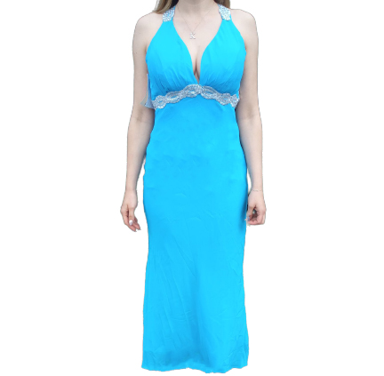 Szyfonowa maxi suknia ze zdobieniami z głębokim dekoltem V