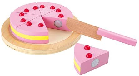 Small Foot 1211 Drewniany tort z tacą i nożem drewnianym