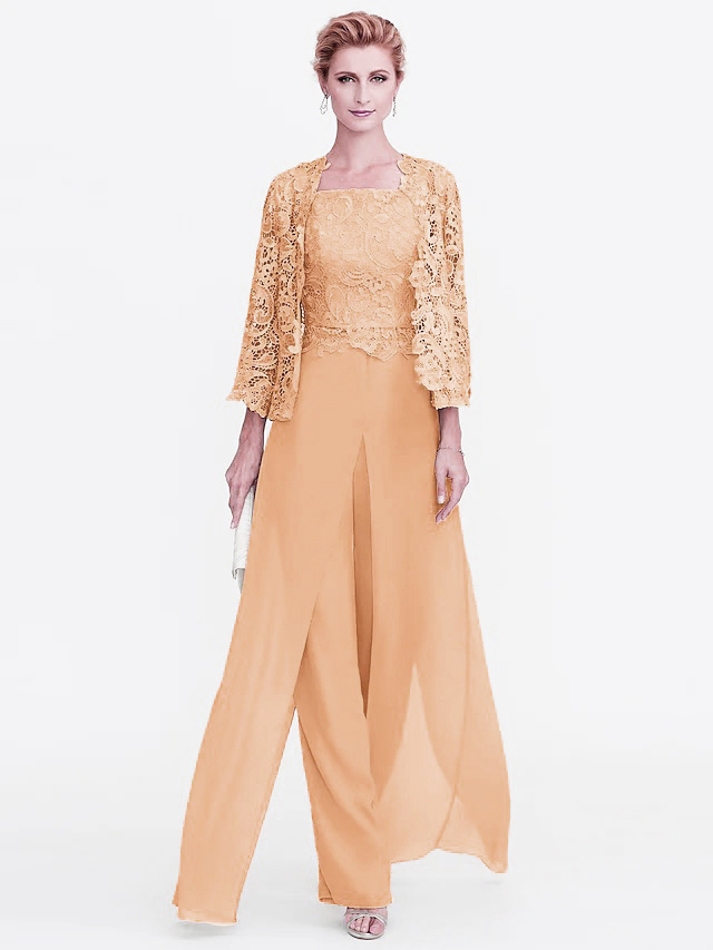 Damski elegancki komplet z koronkową narzutką w kolorze Beżowym