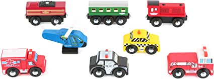 Small Foot 10645 zestaw drewniany 8 pojazdów dla dzieci