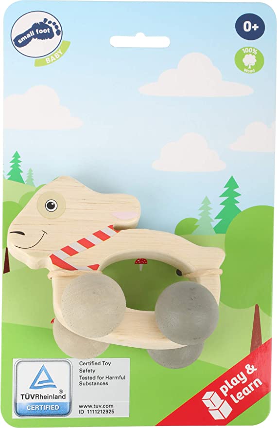 Small Foot 10654 Zabawka do chwytania wykonana z drewna na czterech kołach - obrazek 2