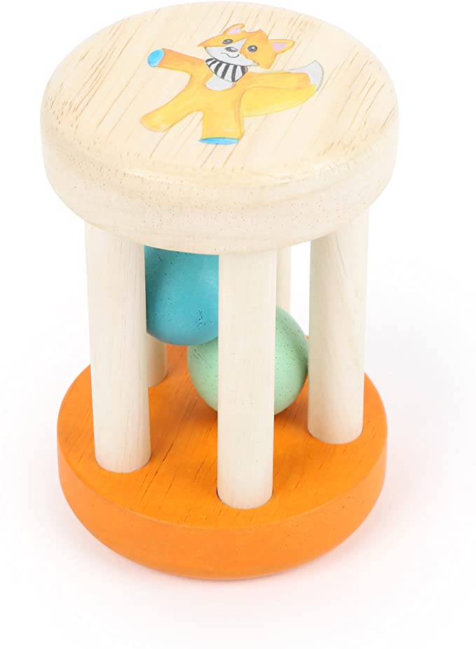 Small Foot 10657 Grzechotka dla niemowląt z drewna z 2 kulkami