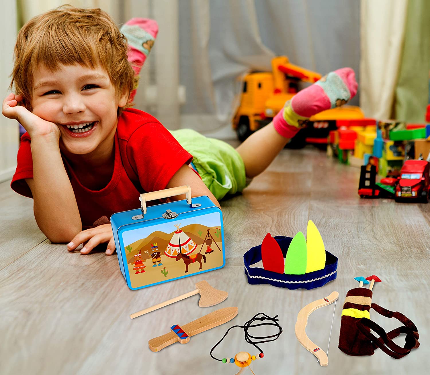 Walizka dla dzieci z zestawem indiańskich akcesoriów 3922- small foot - obrazek 2