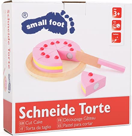 Small Foot 1211 Drewniany tort z tacą i nożem drewnianym - obrazek 3