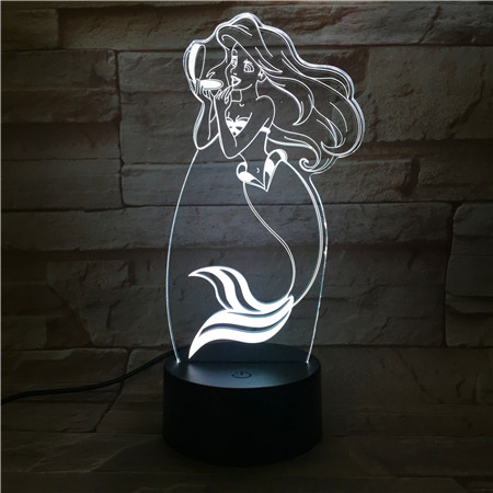 Lampka LED 3D Syrenka Arielka - obrazek 2