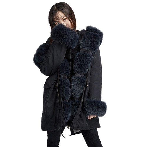 Damska parka 3w1 z odpinaną futrzaną podszewką