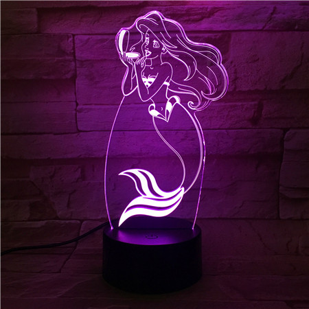 Lampka LED 3D Syrenka Arielka - obrazek 7