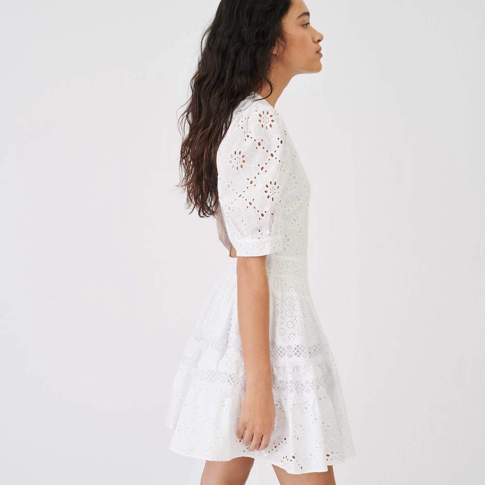 Damska ażurkowa sukienka z krótkim rękawem - obrazek 3