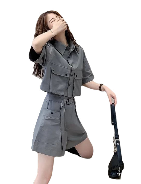 Damski komplet w stylu casual KOSZULA+SZORTY