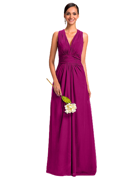 Szyfonowa sukienka dla druhny w kolorze Fuksji