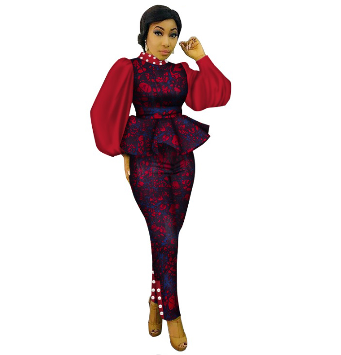 Damski wzorzysty komplet w stylu Afrykańskim