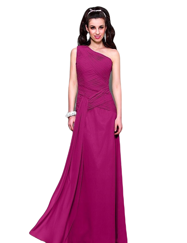 Szyfonowa suknia wieczorowa na jedno ramię