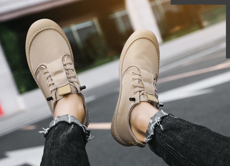 Męskie beżowe trampki w stylu CASUAL 25,5cm - obrazek 2