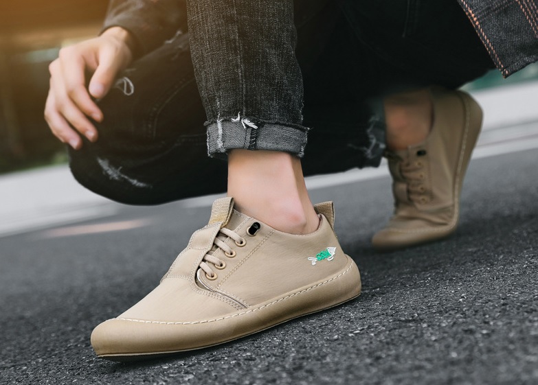 Męskie beżowe trampki w stylu CASUAL 25,5cm - obrazek 3